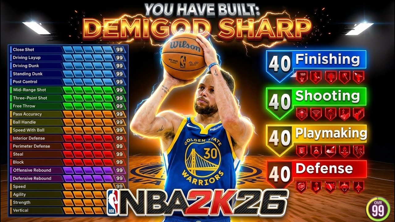 99 3PT DEMIGOD SHARP BUILD BROKE NBA2K26 *AUTOMATIC GREENS* 