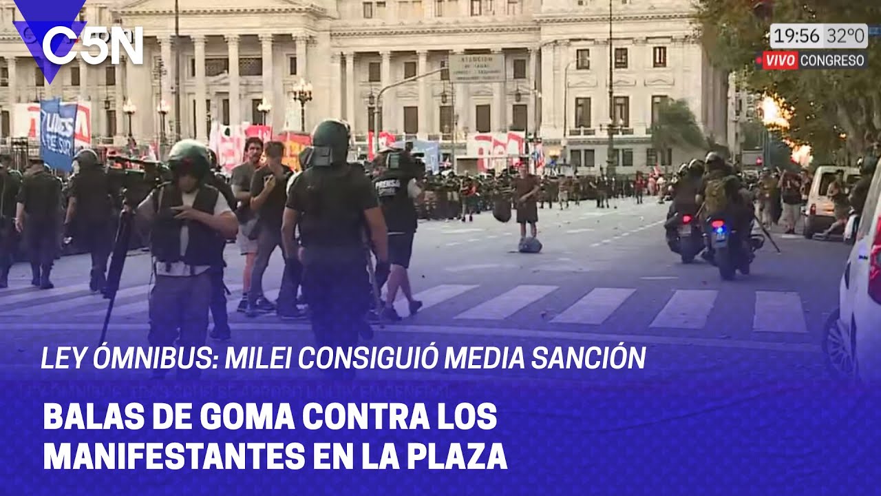 TENSIÓN y REPRESIÓN afuera del CONGRESO tras la MEDIA SANCIÓN de la LEY ÓMNIBUS