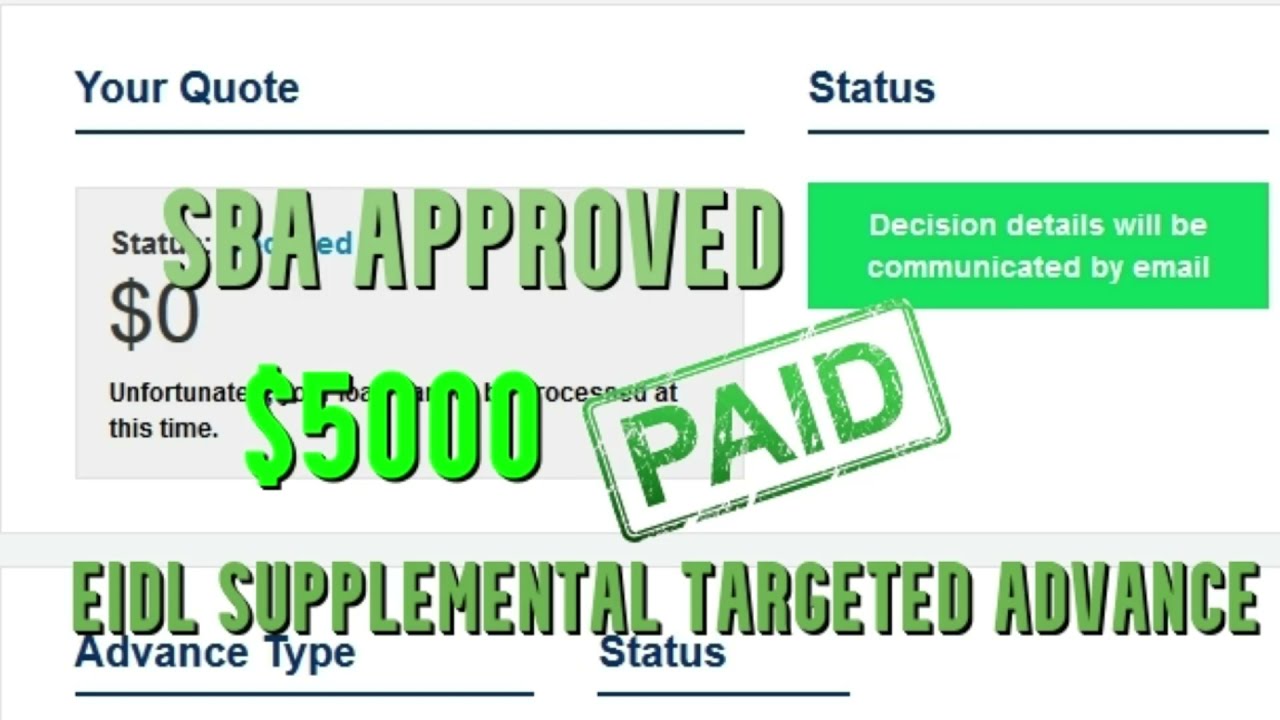 💰SBA Approved EIDL 💲5000 Paid Supplemental Targeted Advance Funded Economic Injury Deadline 12/31