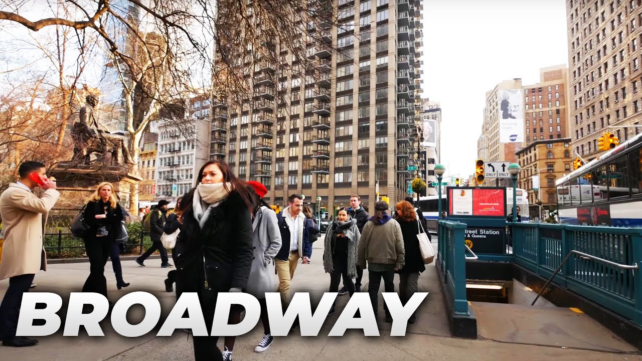 ⁴ᴷ Walking Tour of Manhattan, NYC (April 2018) - Broadway from Times Square to South Ferry