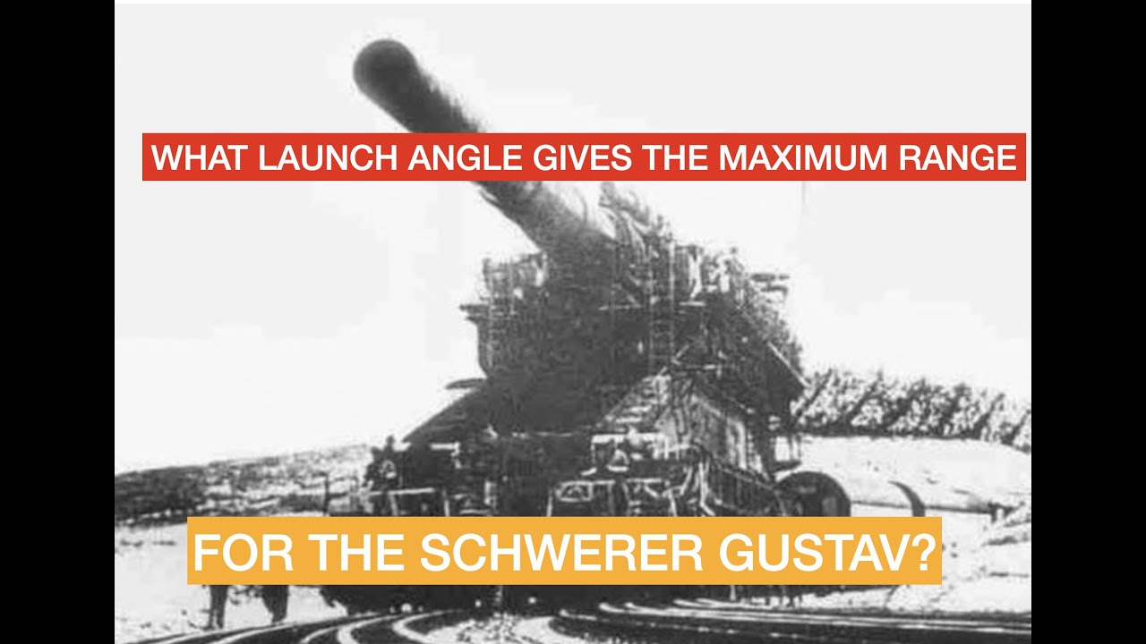 What launch angle gives the maximum range for this giant cannon?