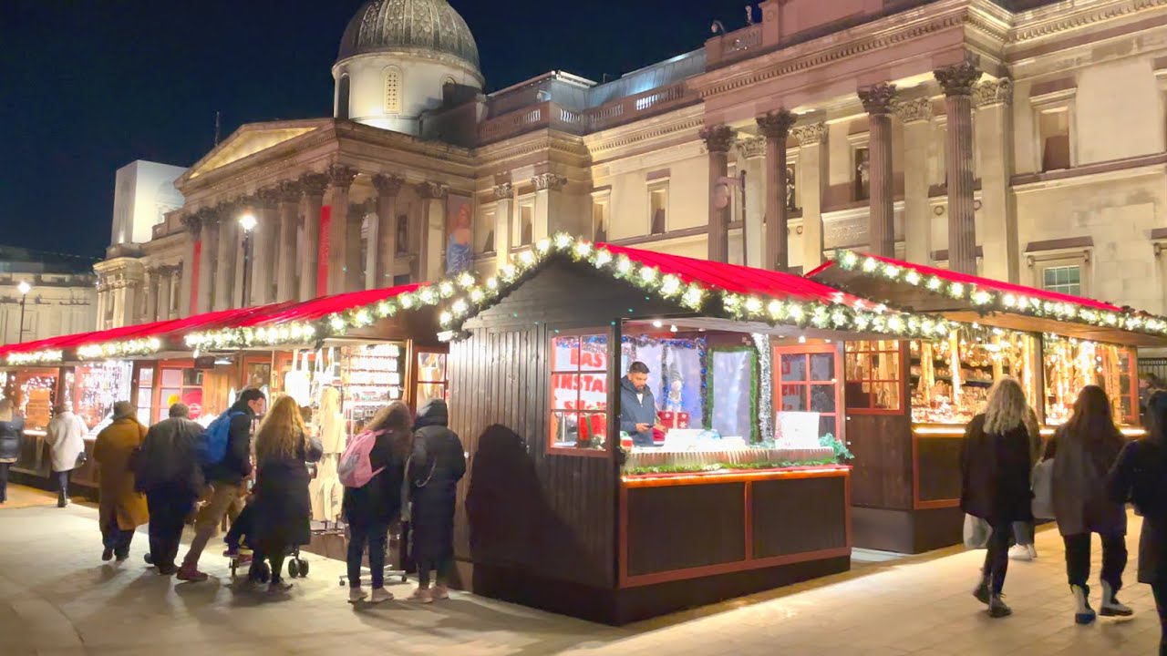London Christmas Markets ✨ Leicester Square to Trafalgar Square, Night Walk Tour 2021 [4K HDR]