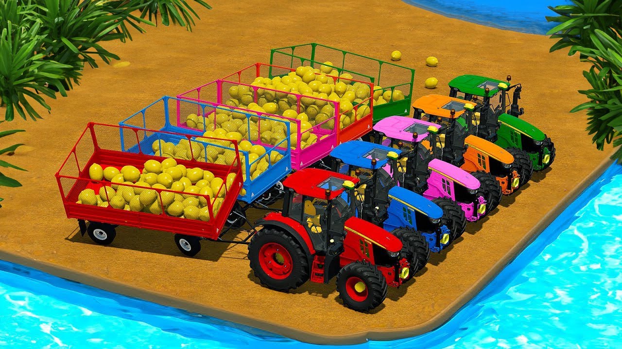 LOAD AND TRANSPORT LEMONS & PITAYA WITH JOHN DEERE TRACTORS AND MAN TRUCKS - Farming Simulator 22