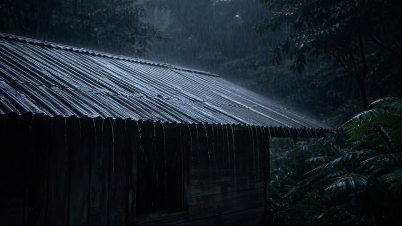 Heavy Rain Sounds for Sleeping | Rain on Cabin Roof in the Forest