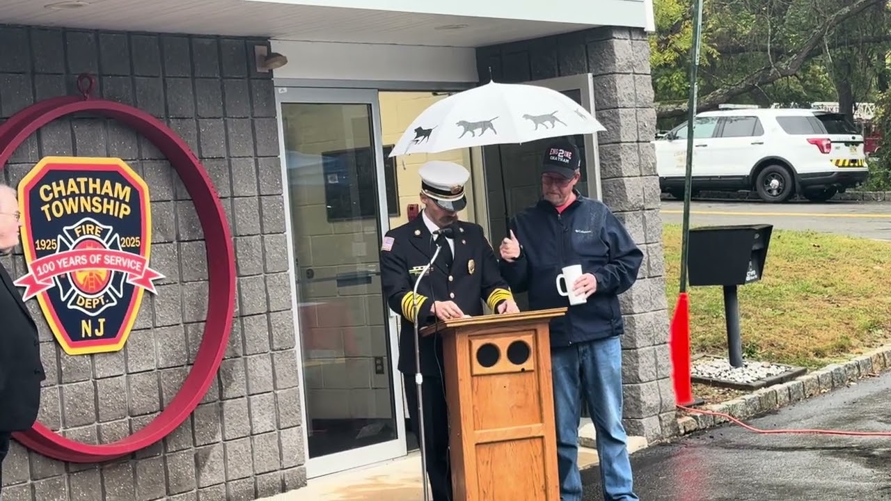 Chatham Township Fire Chief James Soccodato makes remarks