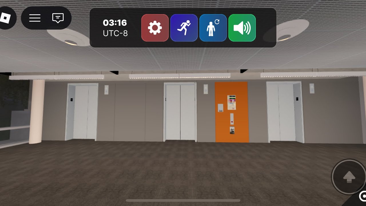 Parking garage elevators at Evergreen city in Roblox