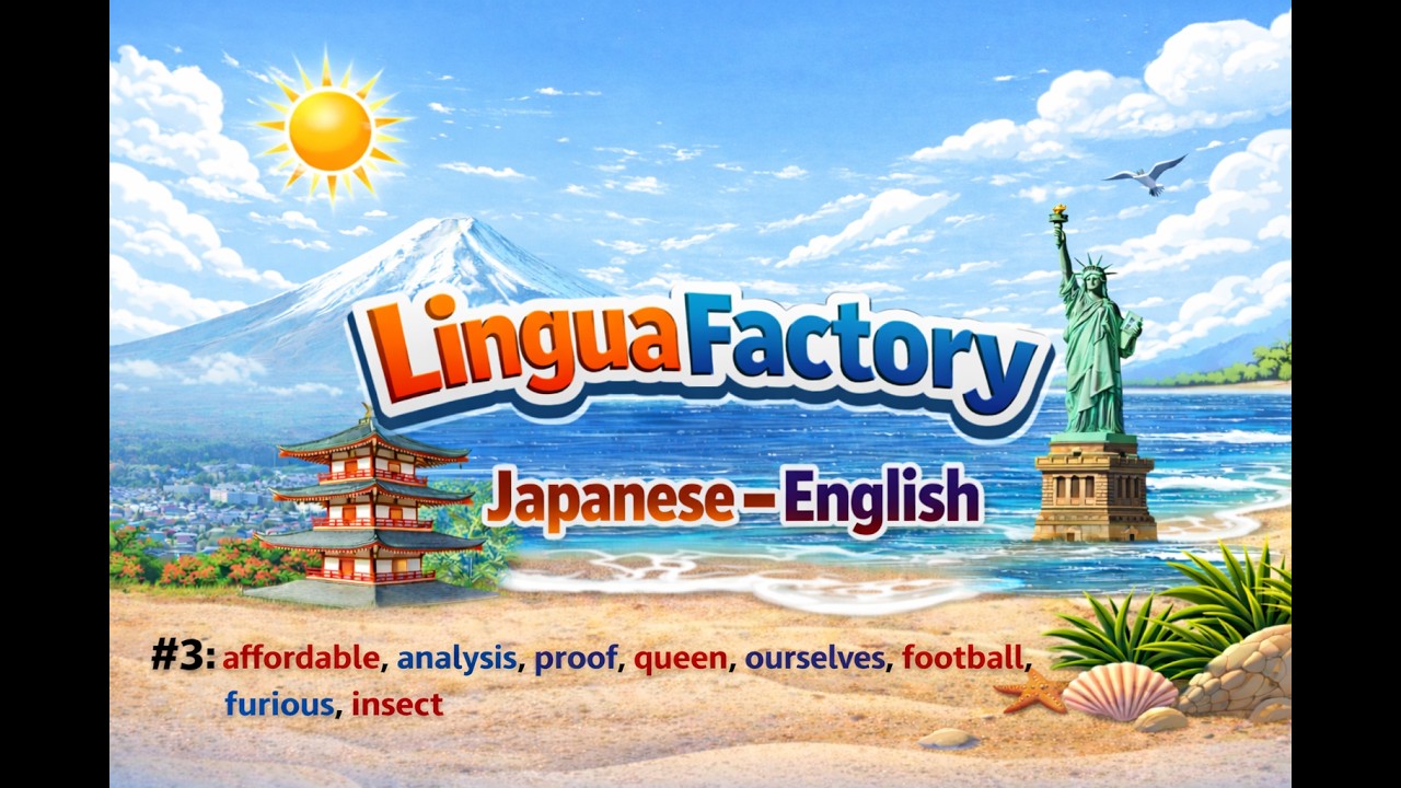 #1 Japanese - English: affordable, analysis, proof, queen, ourselves, football, furious, insect