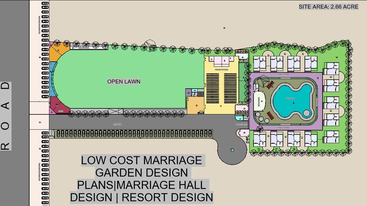 2.66 Acre Marriage Garden Design Plans|Marriage Hall Design Plans|Resort Design plans