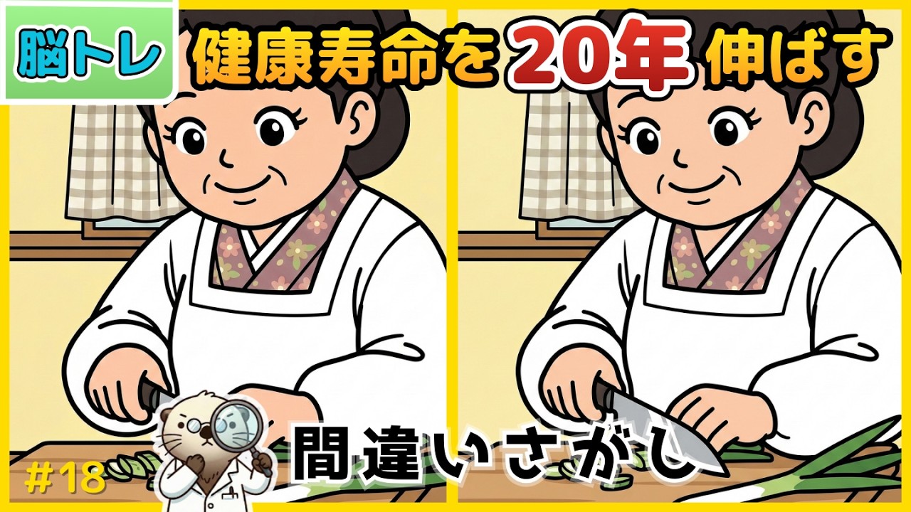 【10分脳トレ】9割が見つけられない！シニアの脳を若返らせる間違い探し 高齢者脳トレ【炊き込みご飯イラストなど】