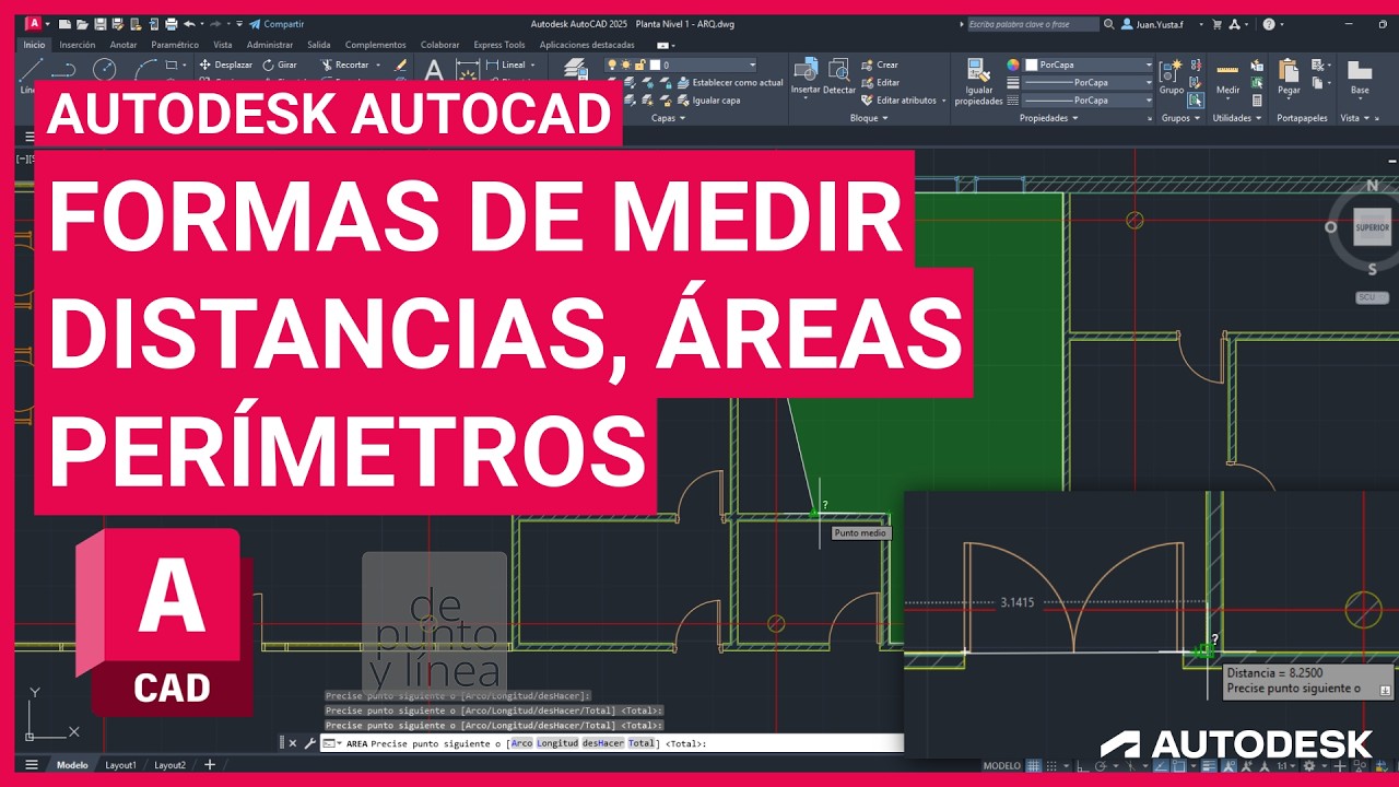 🚀 Como MEDIR DISTANCIAS en AutoCAD | Sumar distancias, medir área, perímetro | #autocad