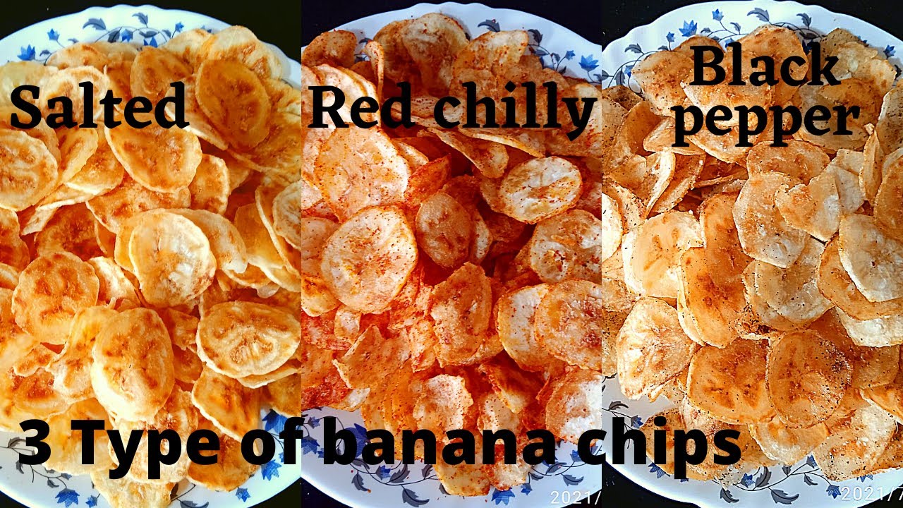Homemade banana chips | 3 type of banana chips| salted, Red chilli & Black pepper