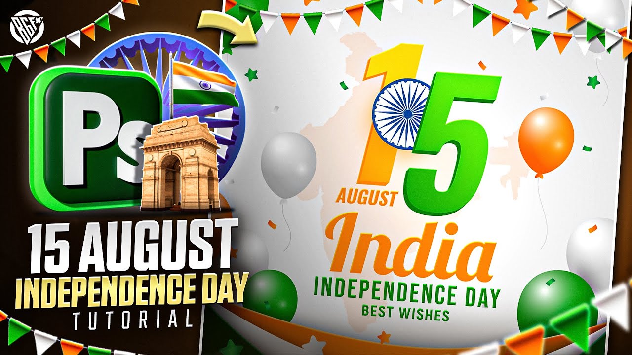 15 August India Independence Day Banner/Card/Poster Design | Photoshop Tutorial | BOSS GFX