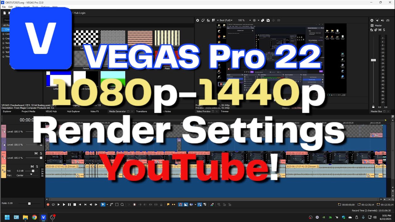 Настройки рендеринга Vegas Pro 22 1080p / 1440p для YouTube!
