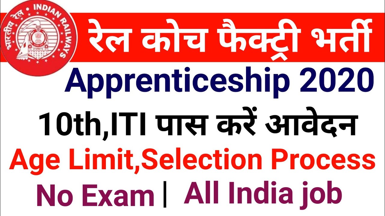 Modern Rail Coach Factory Apprentice Recruitment 2020|No Exam Direct भर्ती|Salary,Selection Process