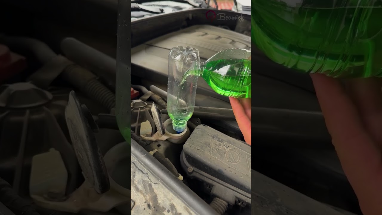 Bottle hack for refilling car fluids! 🚗 #car #fluids #bottle #trick