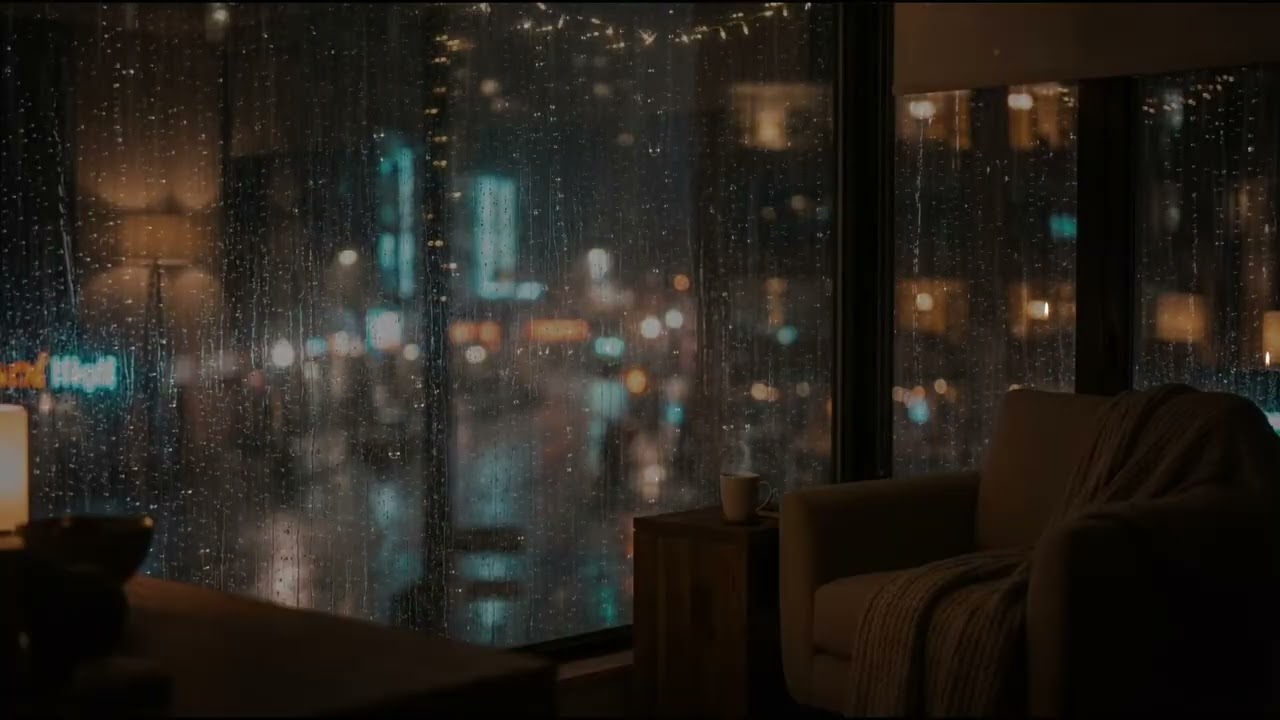 Rainy Night in the City 🌧️ Cozy Window Rain Sounds for Deep Sleep & Relaxing Study