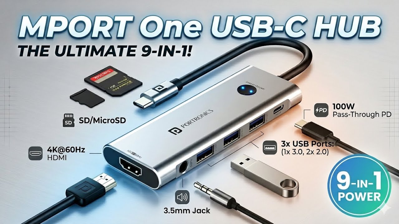 Portronics MPORT One Review 🔥 Best USB-C Hub under ₹1000 for MacBook, iPads & Android Tablets