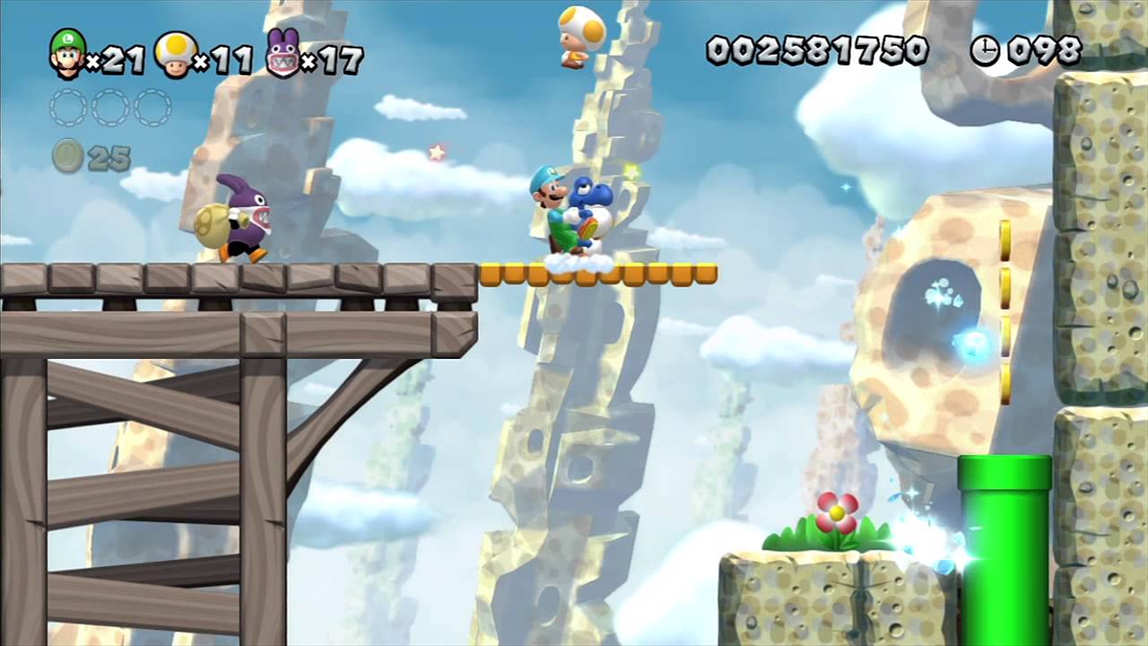 New Super Luigi U Multiplayer Playthrough - Rock-Candy Mines