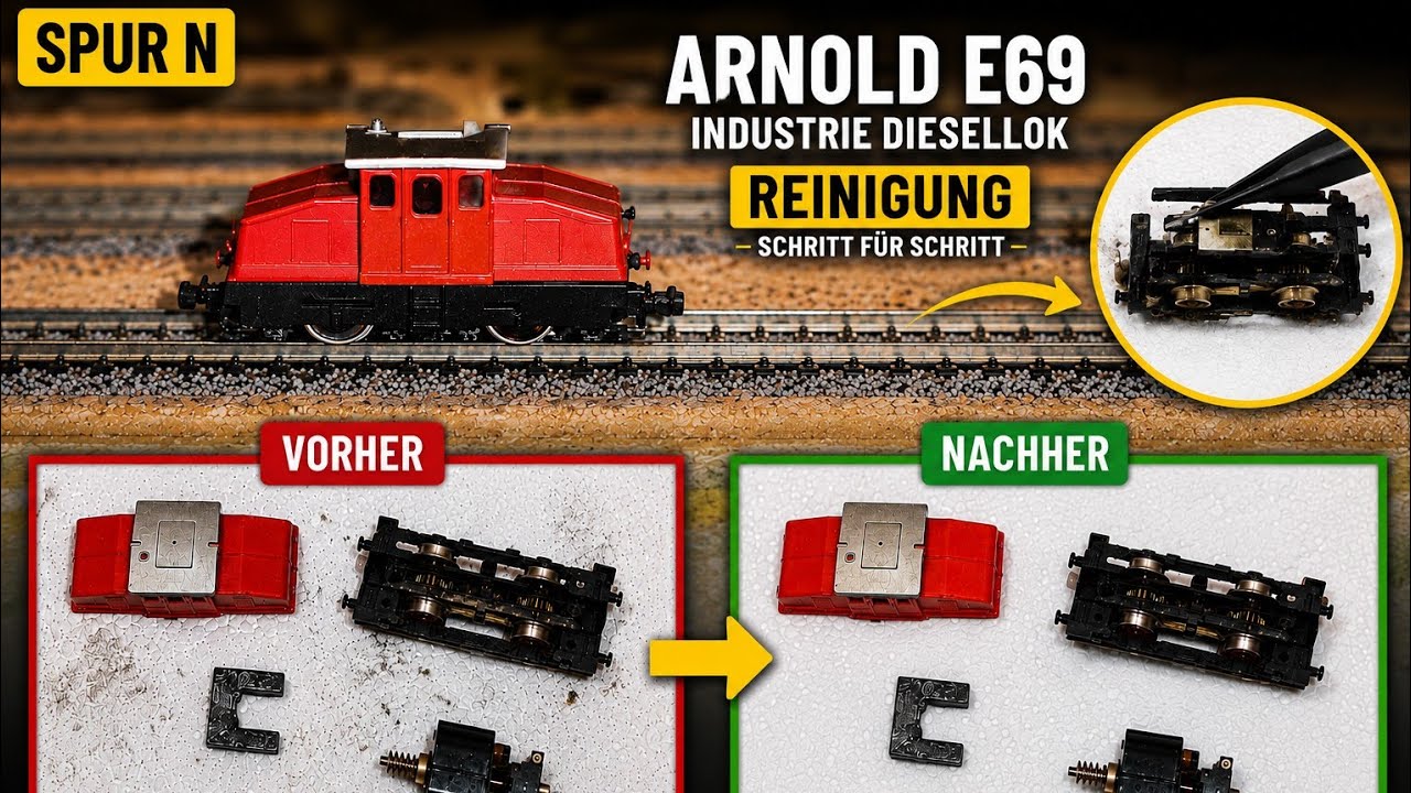 Reinigung einer E 69 Industrie Diesellok von Arnold Rapido in Spur N