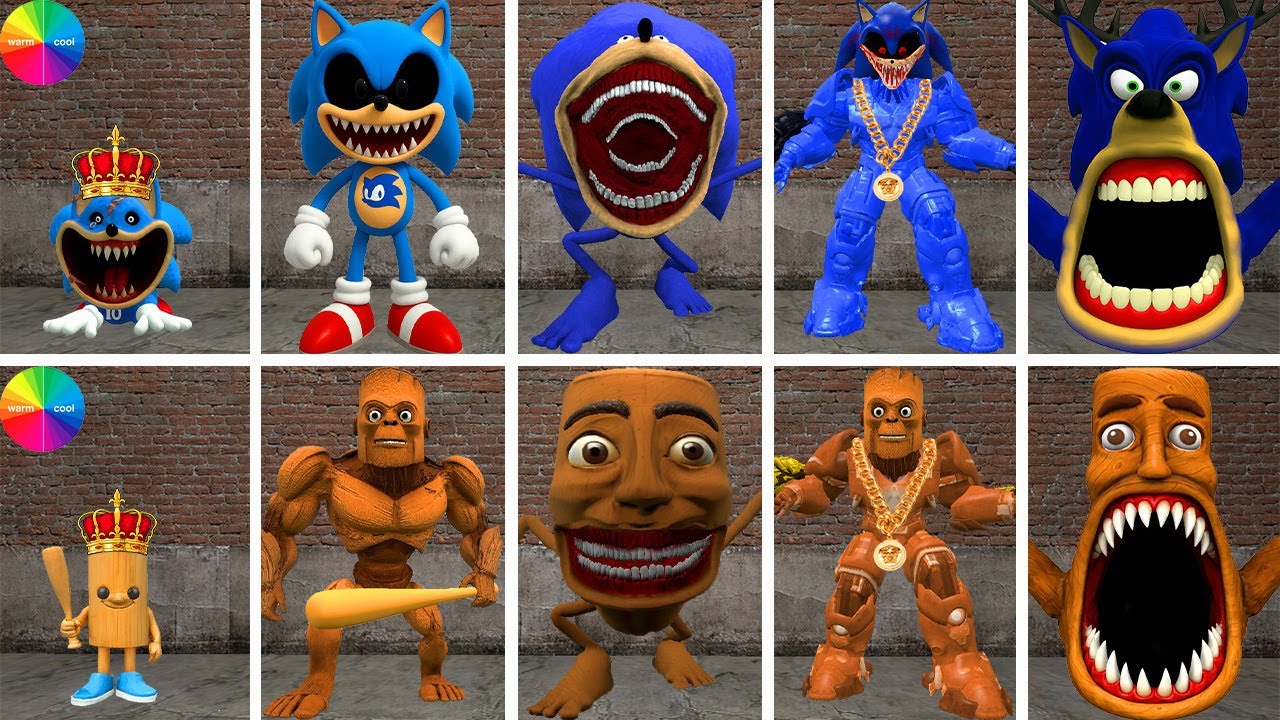 ALL NEW EVOLUTIONARY FORMS OF KING SONIC EXE VS KING TUNGTUNG SAHUR IN GARRY'S MOD !