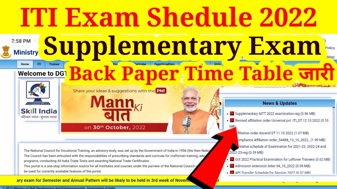 ITI Supplementary Exam Form कबसे भरा जायेगा? ITI Back Paper Exam 2022, ITI Fail Student Exam 2022