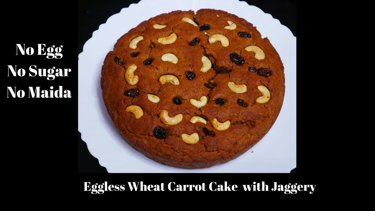 Eggless Wheat Carrot Cake with Jaggery Recipe