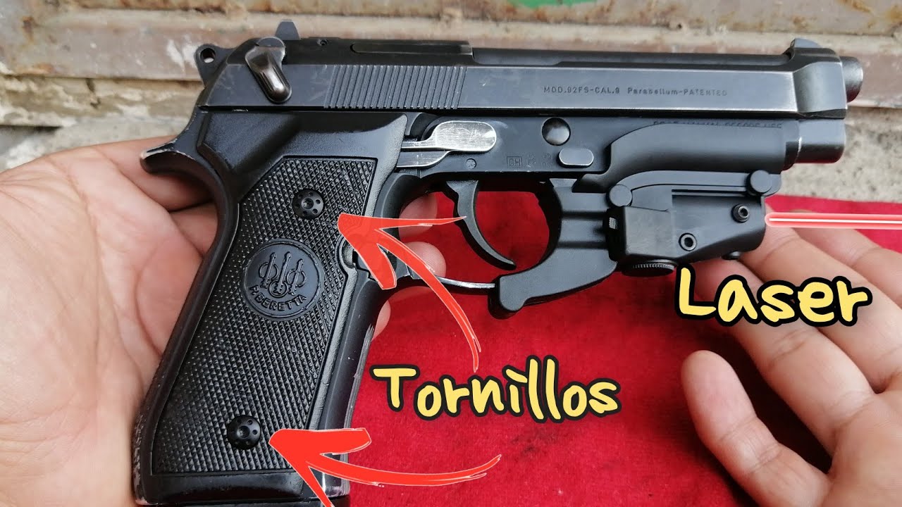 INSTALANDO ACCESORIO LASER DE MANERA FACIL A BERETTA 92 FS O M9 Y TORNILLOS PARA CACHAS