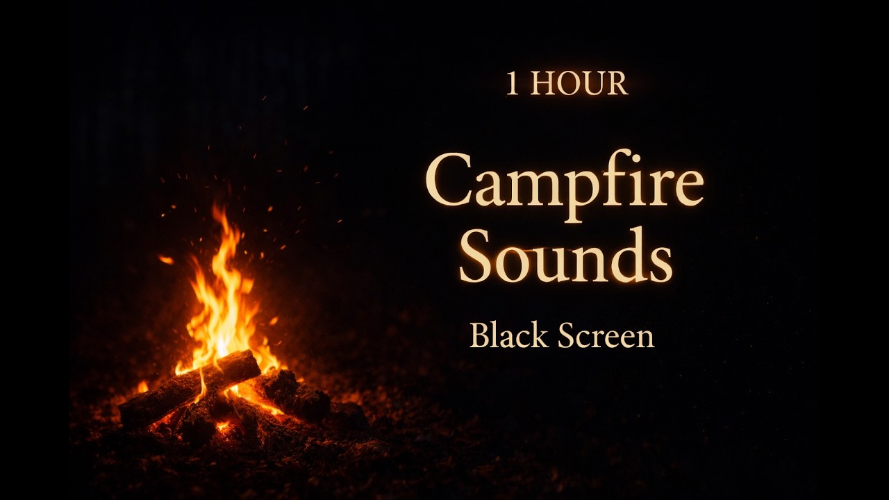 Campfire Sounds for Deep Sleep 🔥 1 Hour (Black Screen)