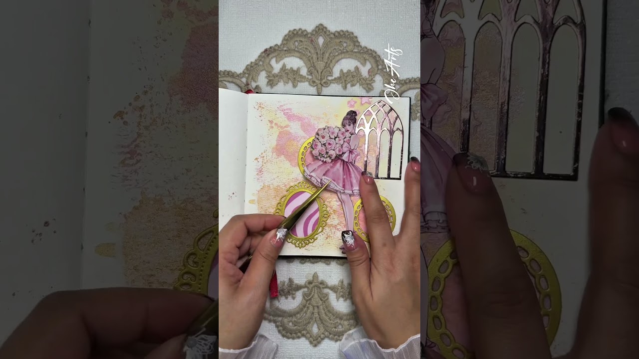 Pink and Gold Theme 🩷💛 | ASMR Creative Journaling #journalideas #scrapbooking #creativejournaling