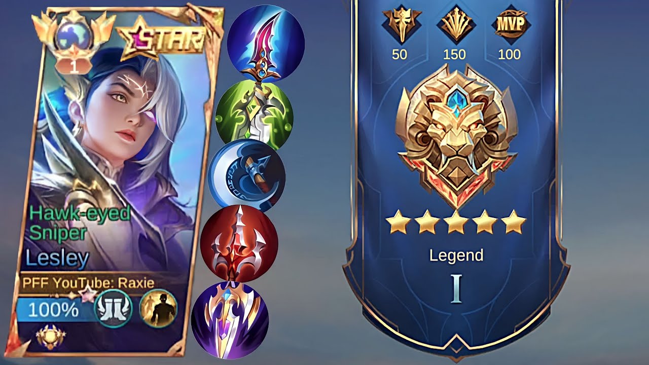 LESLEY 2024 NEW BEST BUILDS & EMBLEMS (LAST MATCH TO MYTHIC) - LESLEY PERFECT NO DEATH RANK GAMEPLAY