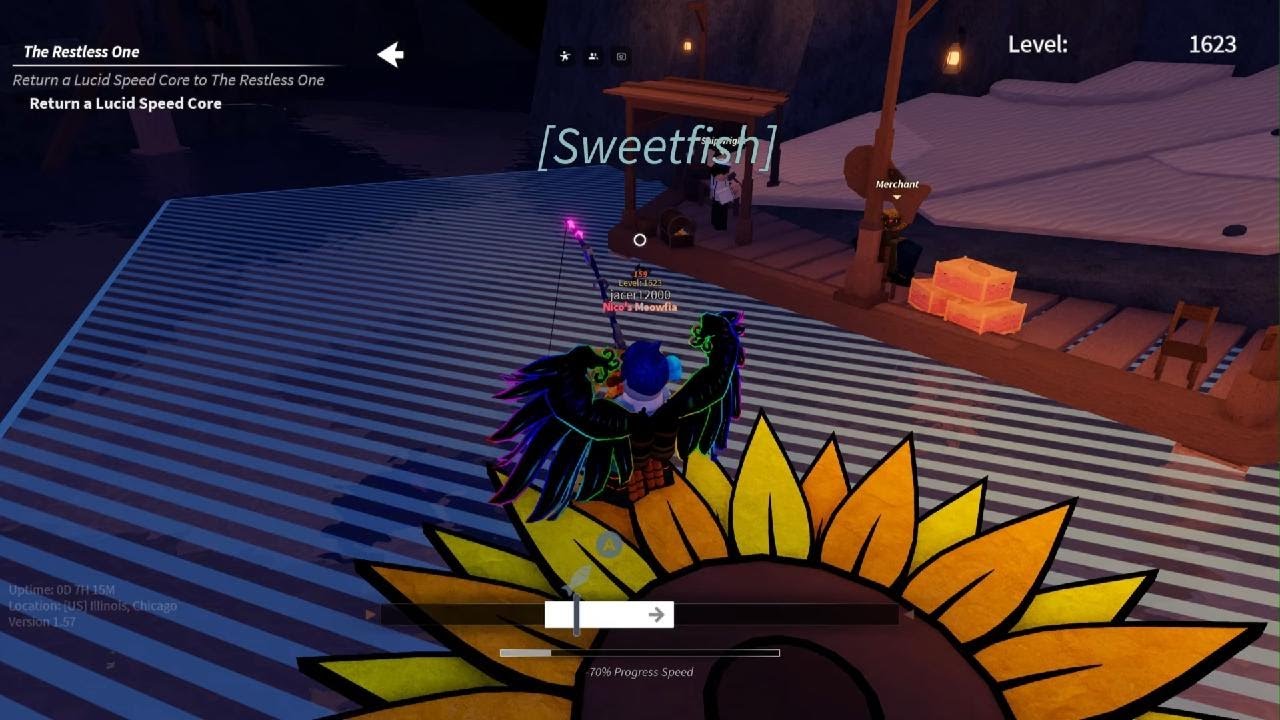 Roblox fisch getting lucid speed core for new update quests
