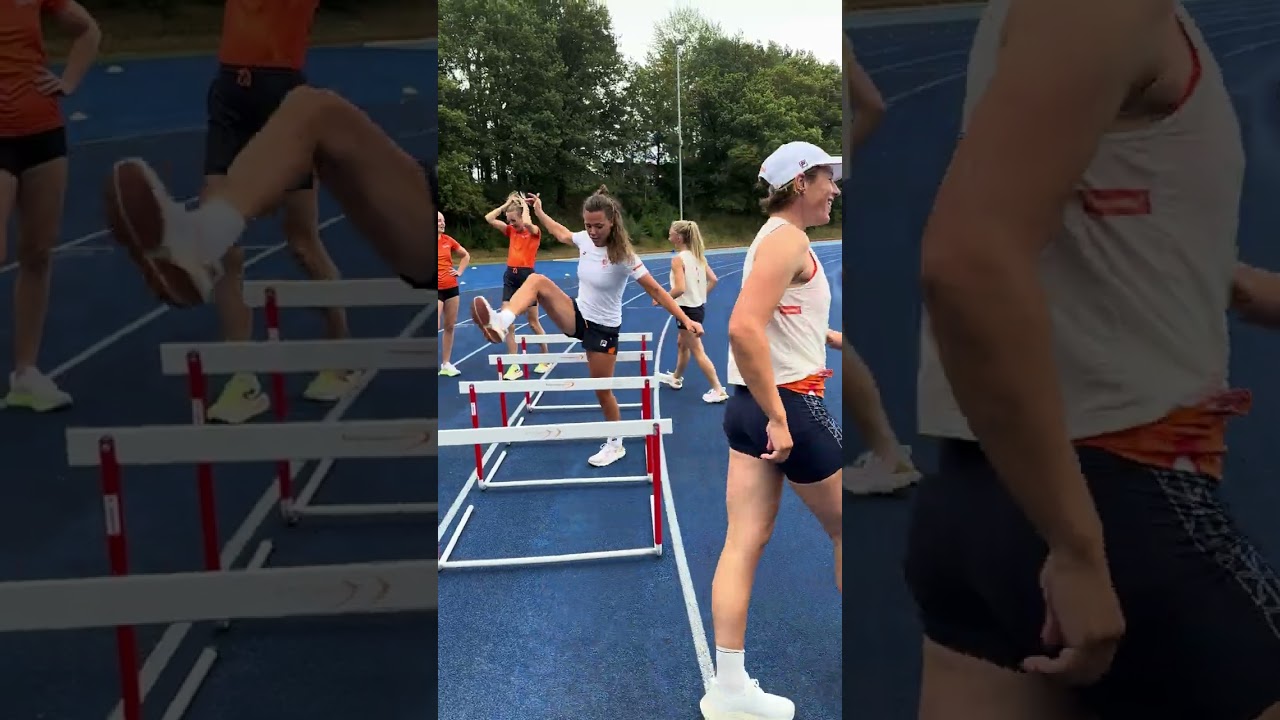 Onze roeiers 🚣 op de atletiekbaan? 🤔 #teamnl #femkebol #sportswap #atheltics #rowing #hurdles