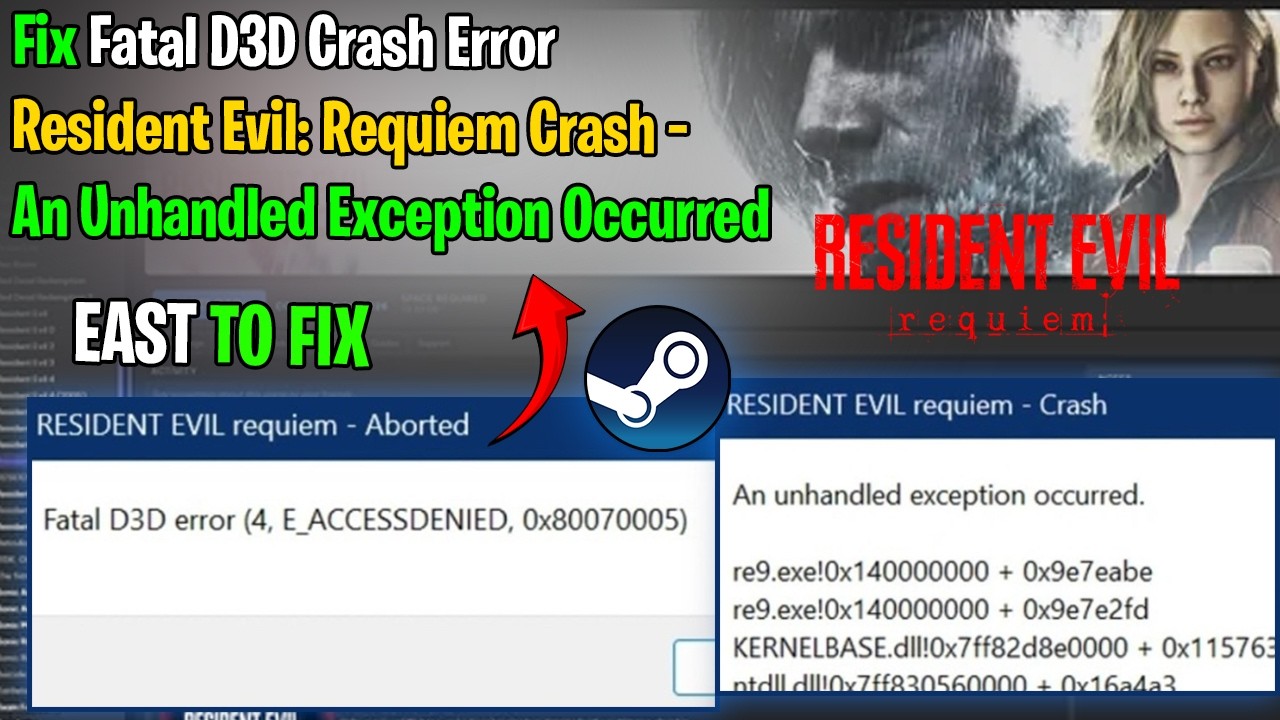 Исправление ошибки D3D Fatal Crash Error/An Unhandled Exception Occurred Error/re9.exe в Resident...