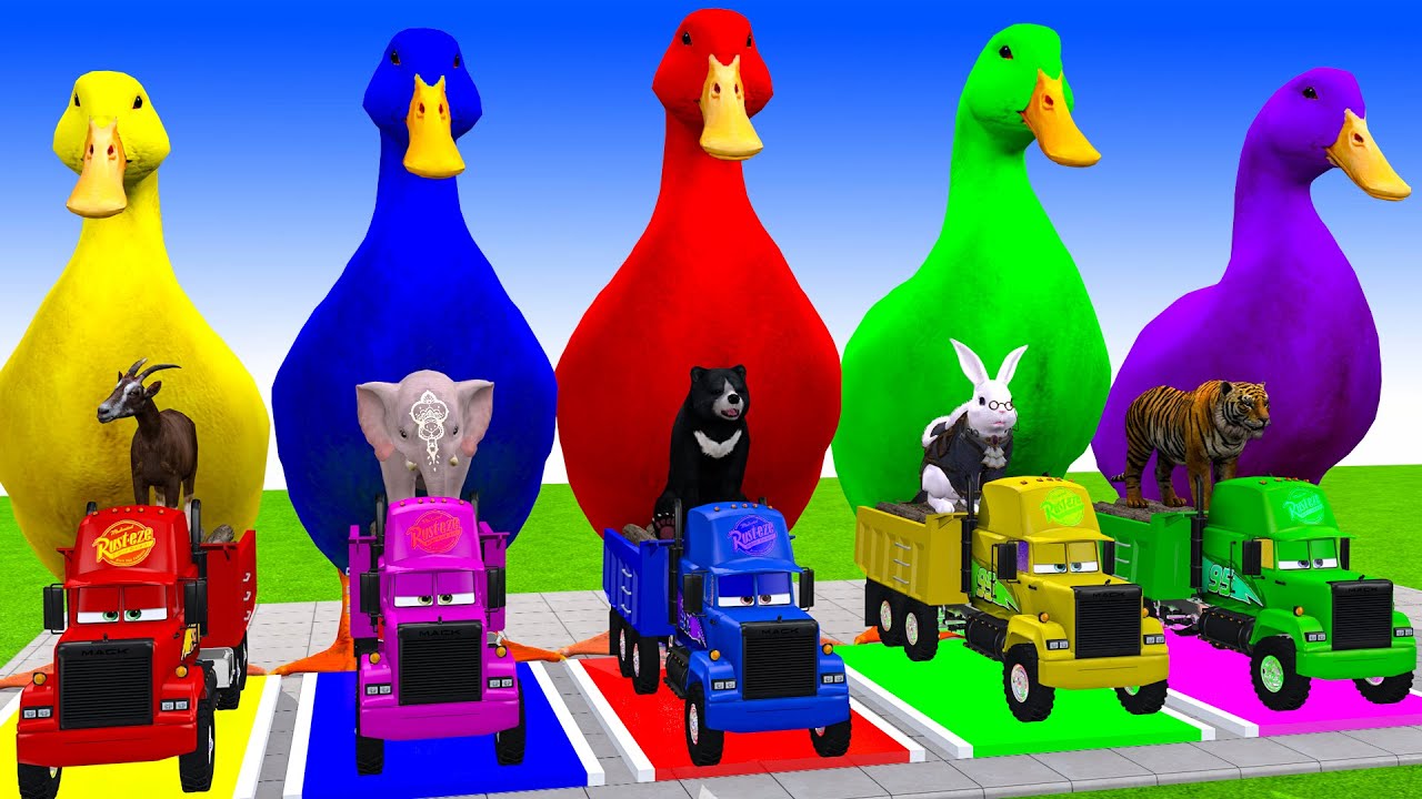 Long Slide Game With Cow Elephant Gorilla Hippopotamus Tiger 3d Animal Game Funny 3d Animals