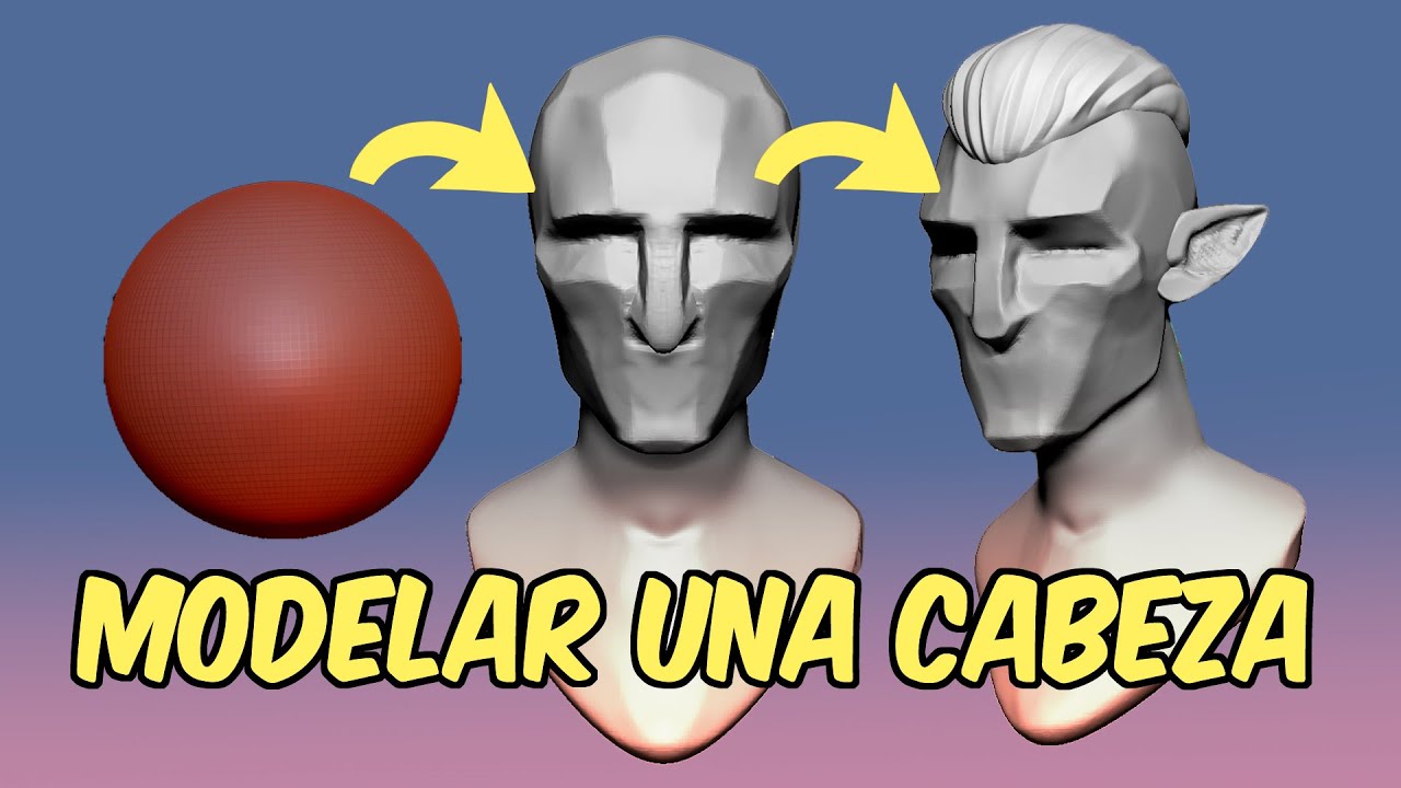 Modela una cabeza en Zbrush paso a paso 🦹‍♂️. Personaje estilizado para videojuegos