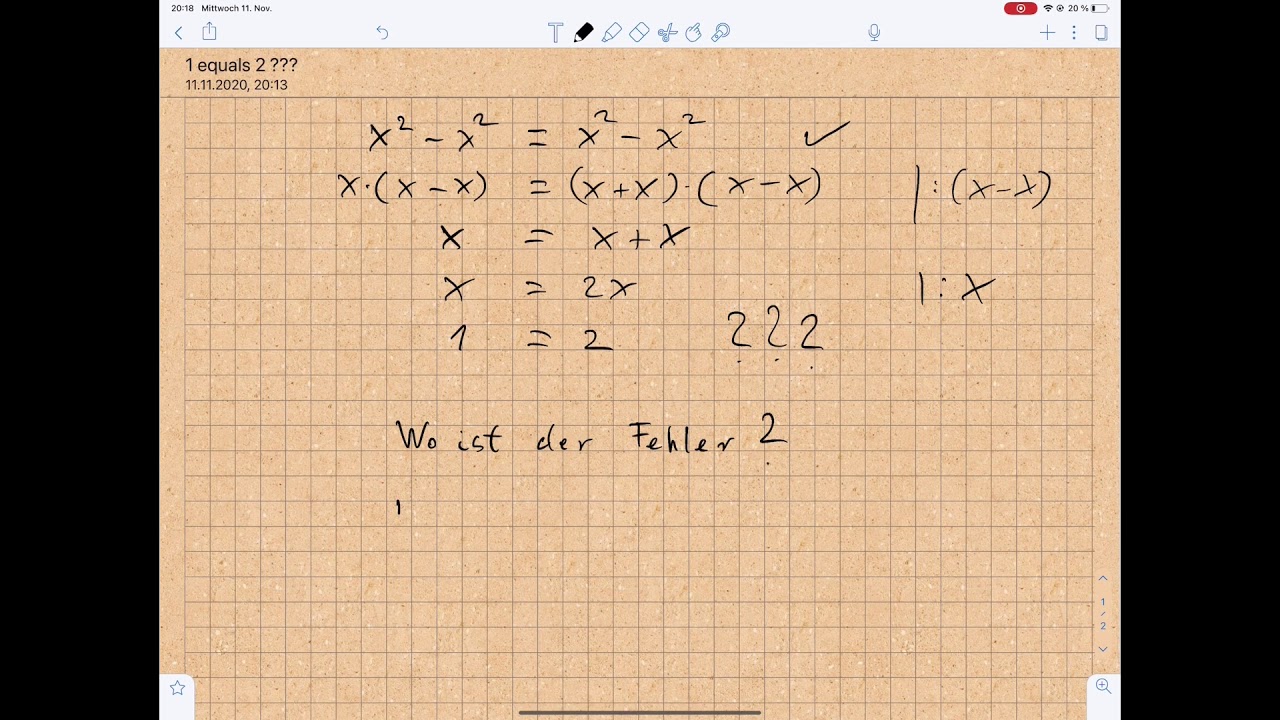 1 = 2  ???  eins gleich zwei ???