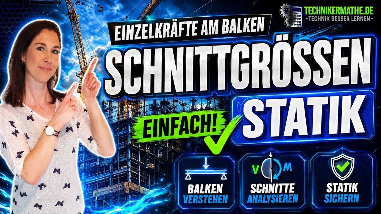 Schnittgrößen am Balken | Beispiel 🟢 | TM optimal für Ingenieure & Techniker [2022]