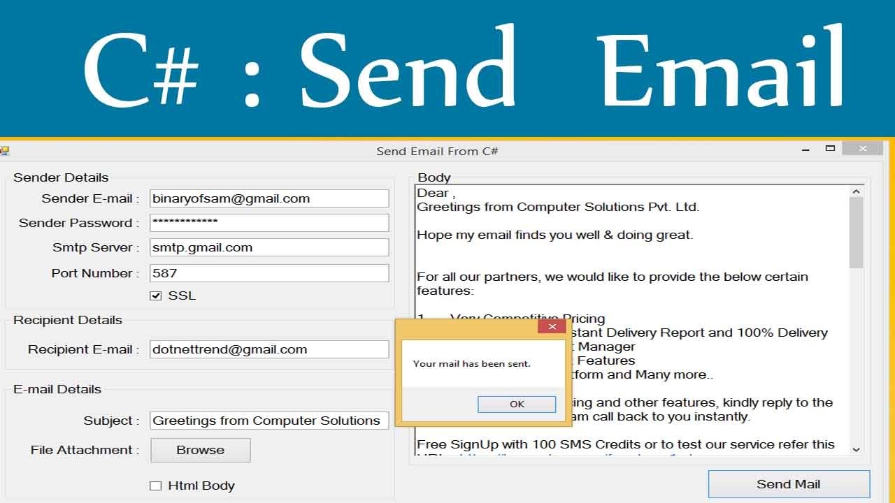 How to Send Email From C# Application