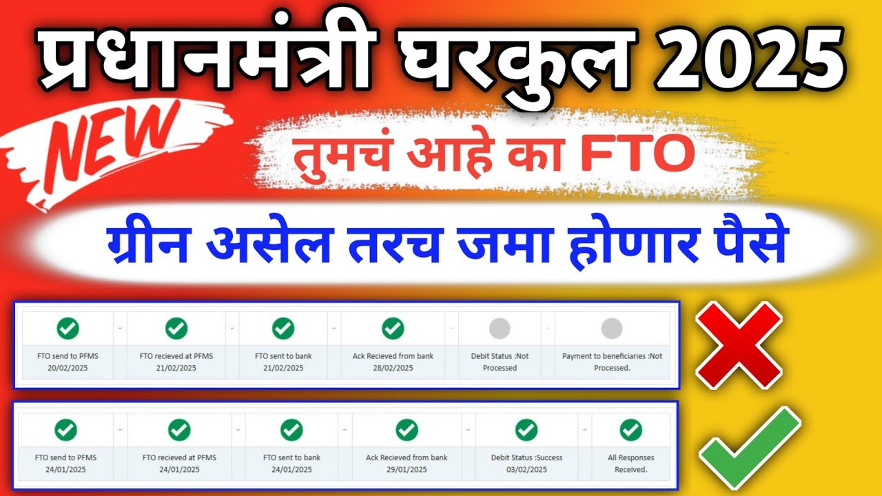 Pradhanmantri Gharkul new Update FTO ! pmayg ग्रीन असेल तरच मिळणार हप्ता ! pmayg awas yojana new