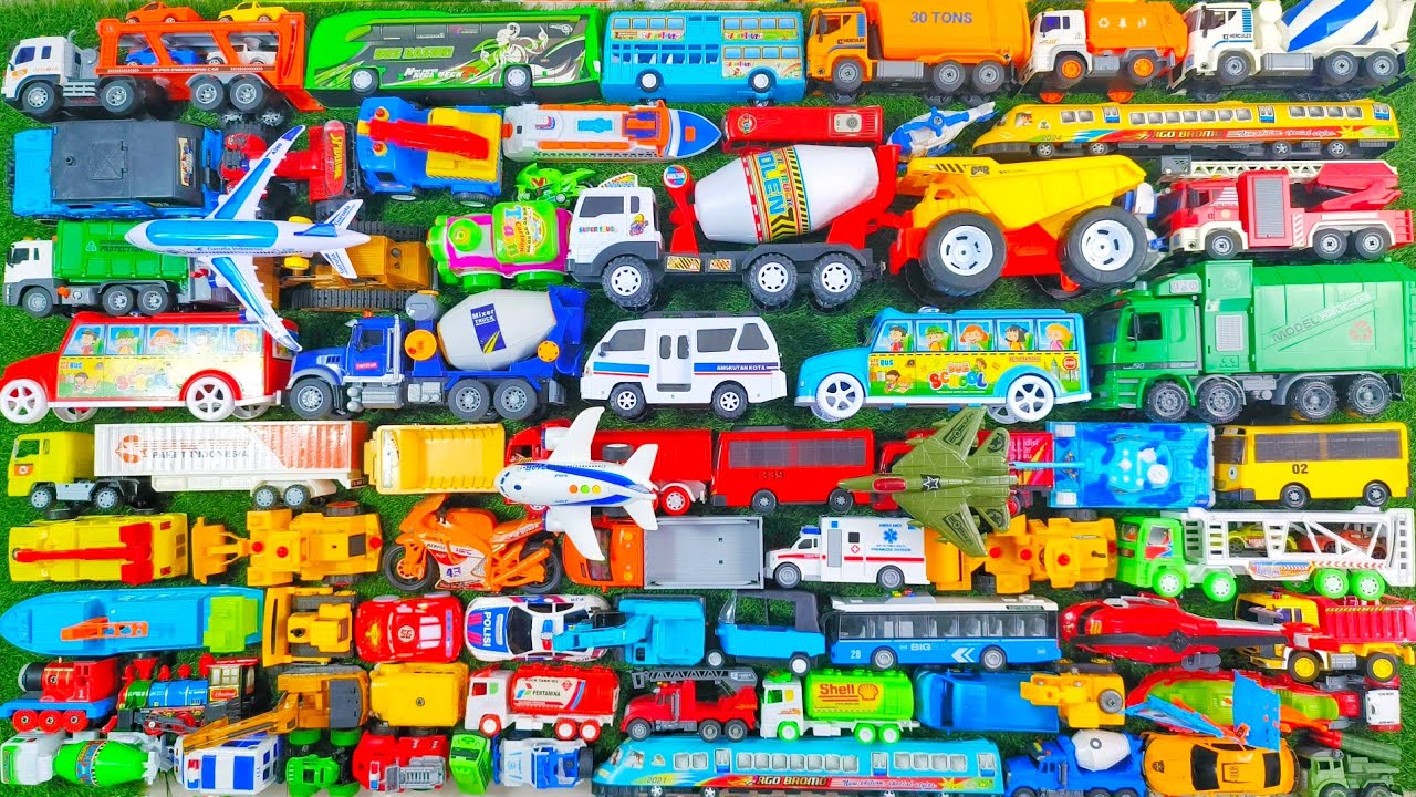 Truk Molen Besar, Ambulans, Mobil Balap, School Bus, Beko, Excavator, Truk Pasir, Mobil Polisi, Tayo