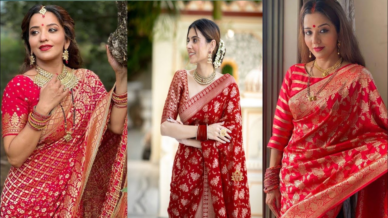 💯🔥👉Karvachouth special Red saree look #fashion #saree #fashion #trending 