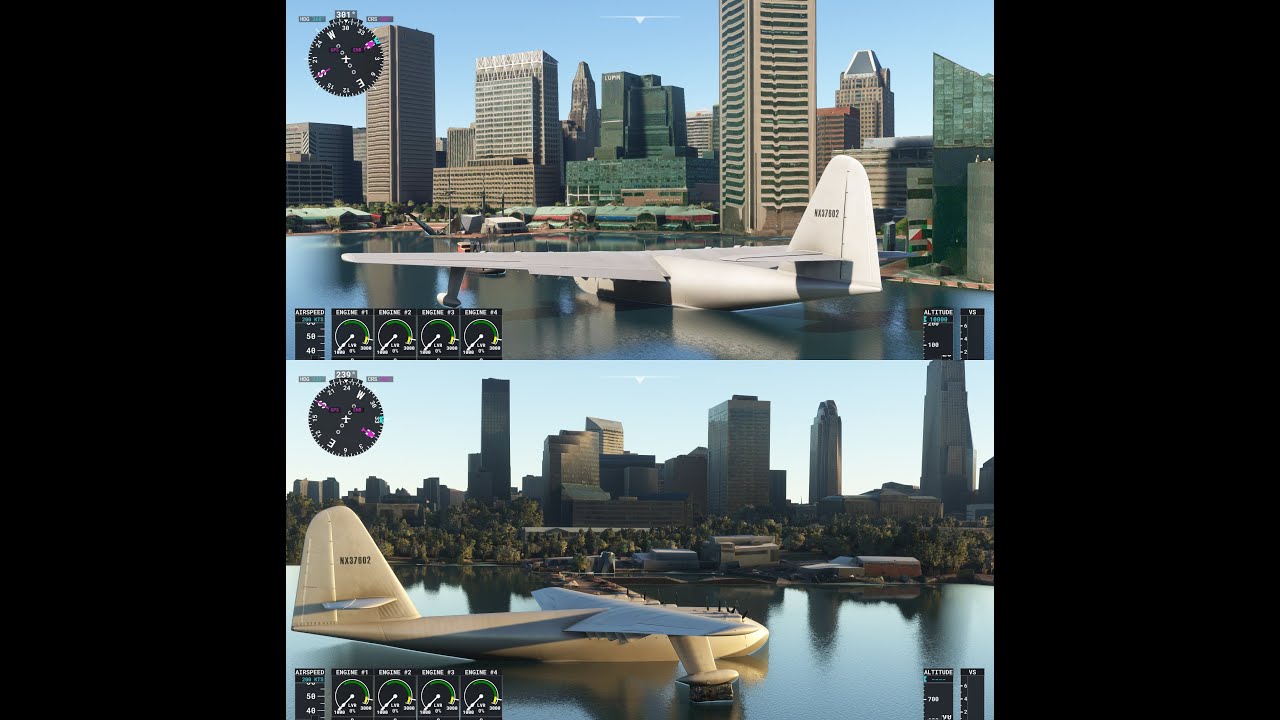[MSFS] Hughes Spruce Goose Flying Boat: Downtown Baltimore to Downtown Cleveland