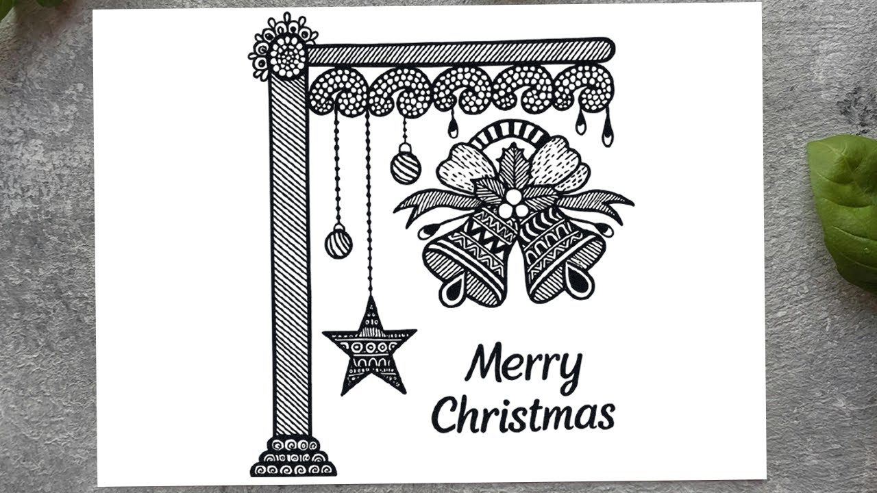 Merry Christmas Drawing | Easy Christmas Bells & Star Sketch | Simple Christmas Art | Chitra Sketch