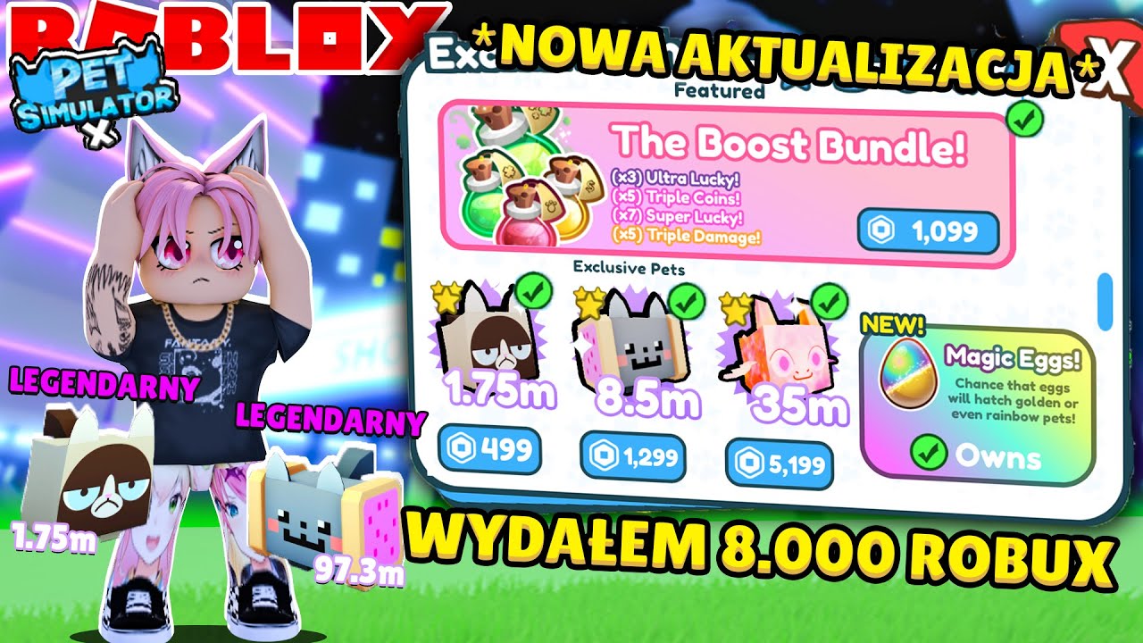 WYDAŁEM 8,000 ROBUX, żeby KUPIĆ WSZYSTKO w NOWEJ AKTUALIZACJI PET SIMULATOR X w ROBLOX