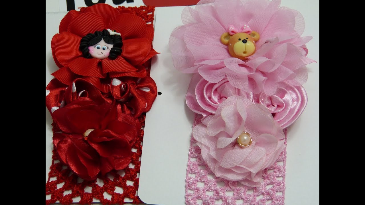 Como hacer Flores de Tela,Como Hacer lazos con Flores Tutorial/Tiaras elegantes