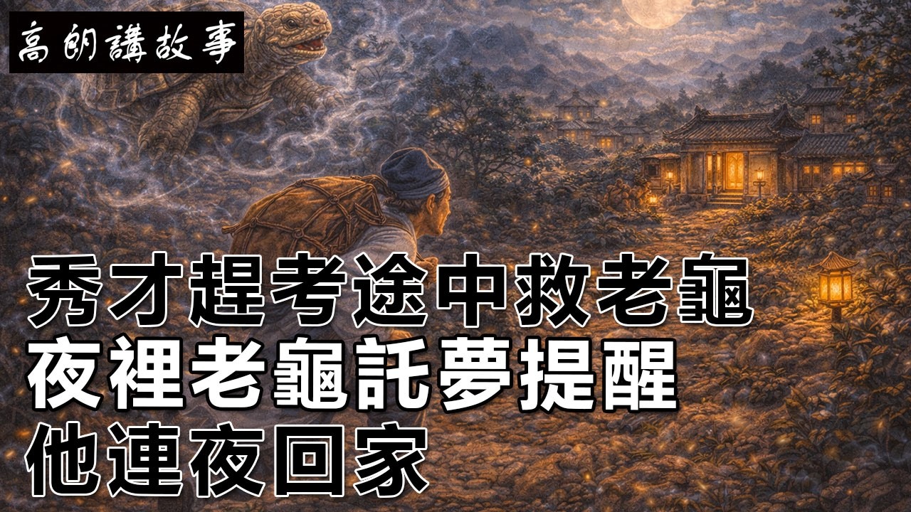 民間故事：秀才趕考途中救老龜，夜裡老龜託夢提醒，他連夜回家｜高朗講故事
