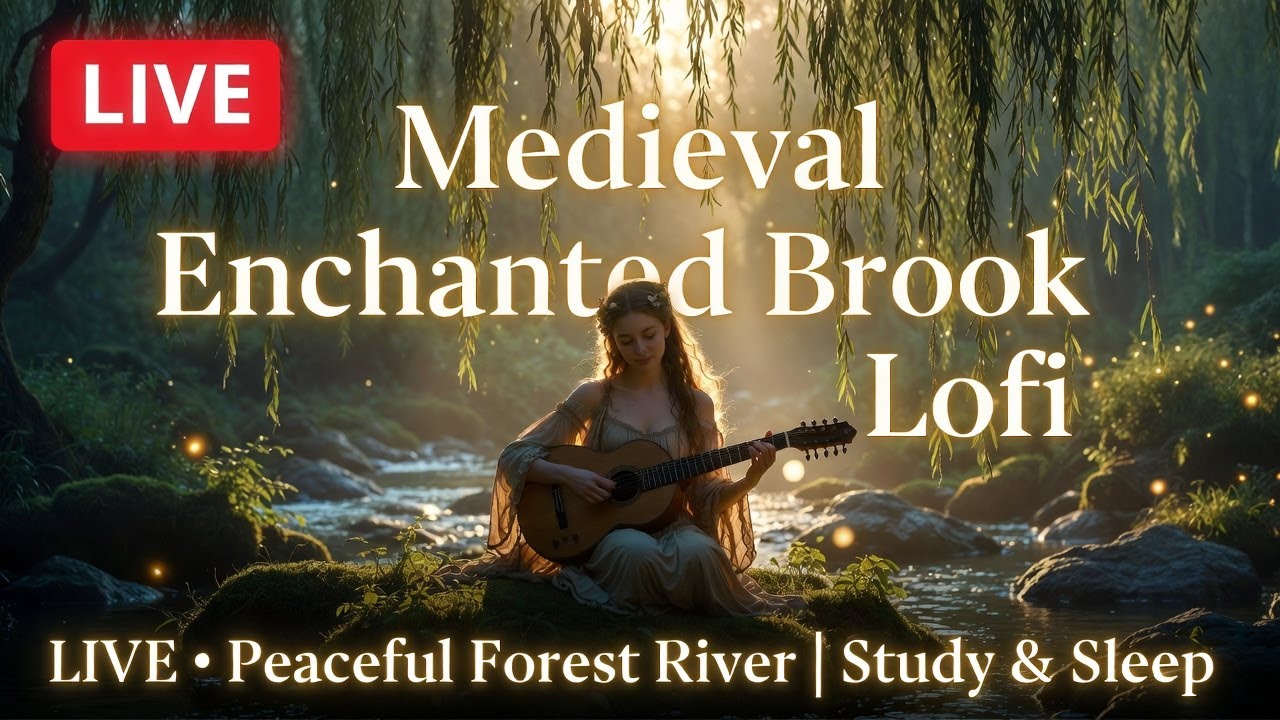 Medieval Enchanted Brook Lofi LIVE 🌿 24/7 Magical Forest River Ambience | Study & Sleep