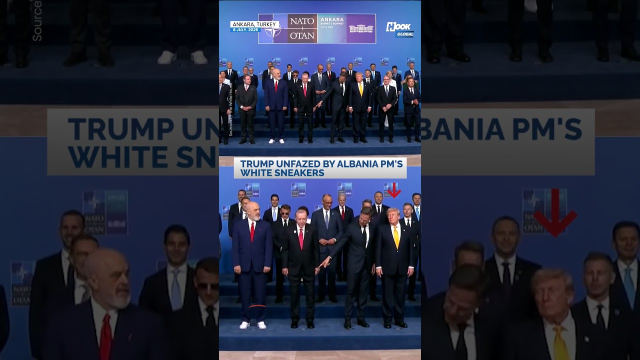 Trump Unimpressed by Albanian PM's White Sneakers At NATO Family Photo