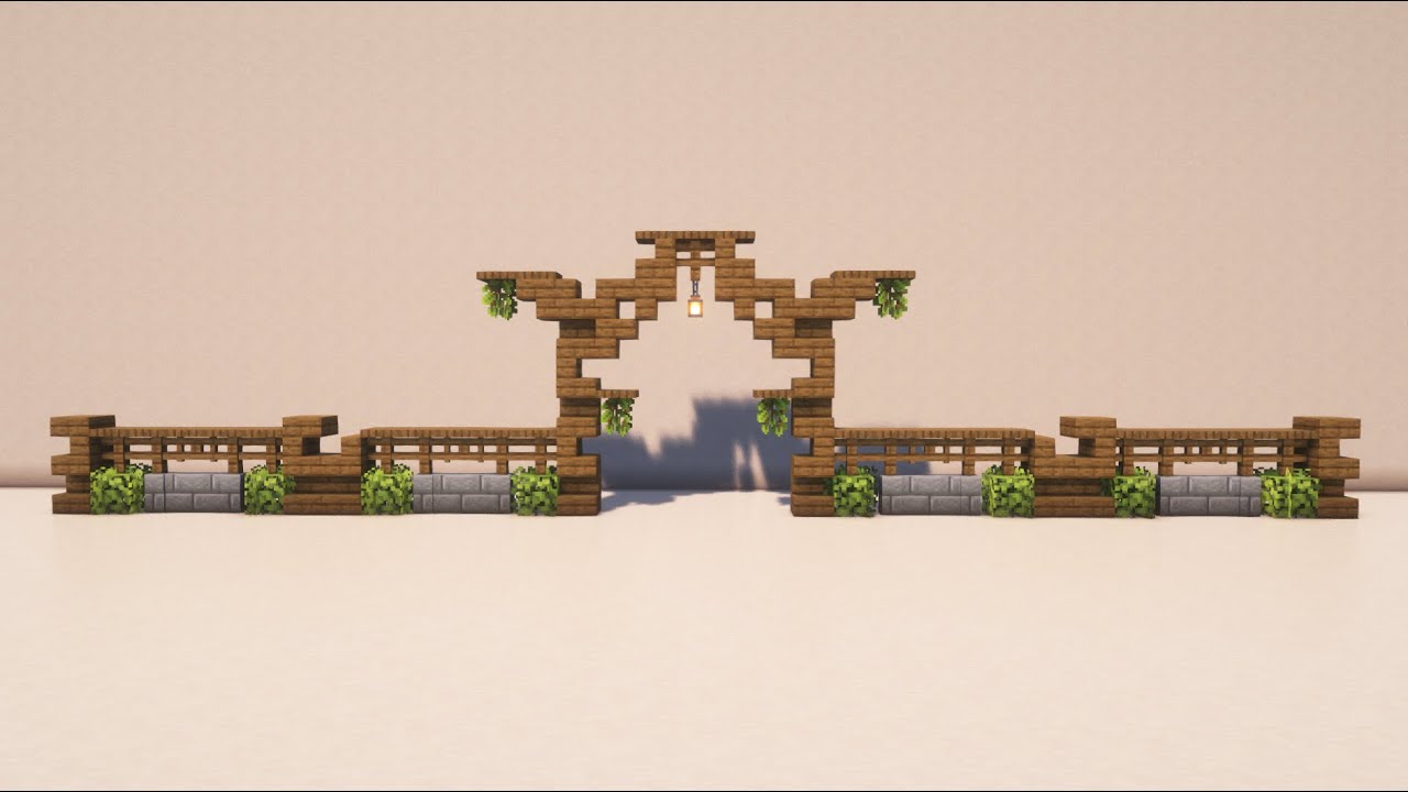 Minecraft: How to Build a Base Wall / Fence Design with Gate | Tutorial