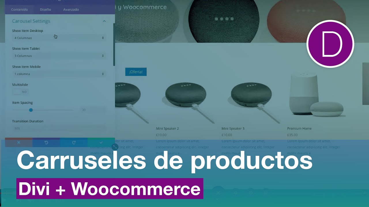 Carrusel Woocommerce Divi